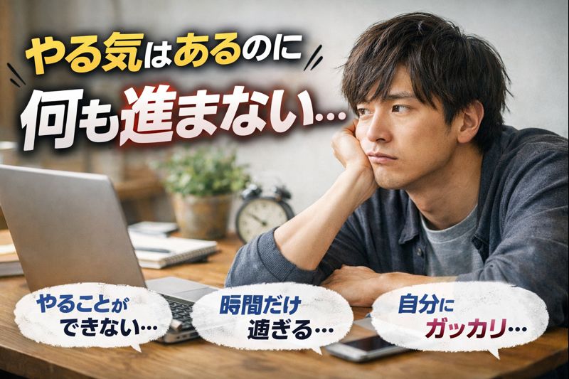 やる気はあるのに何も進まないときの改善に関しての記事のアイキャッチ画像